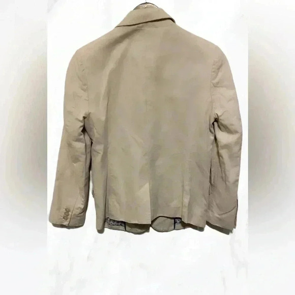 Lucky brand stylish  tan casual day 2 nite long sleeve 2 button cream blazer 2 - Picture 2 of 5